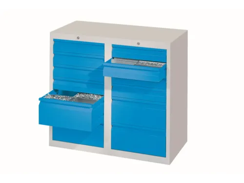 ladekast HxBxD 900x1000x500mm 12laden RAL7035 front RAL6011