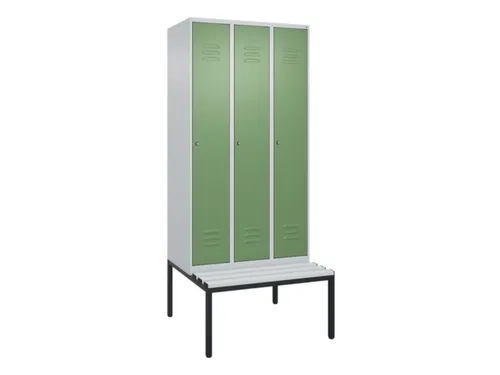 locker met bank,HxBxD 2120x900x815mm,3vak,vak B 300mm,cil.-slot
