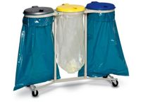 Afvalverzamelaar 120 Liter 3 Voudig Wielen Deksel Geel/Blauw/Zilver