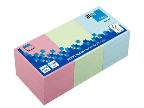 Notitieblok 50X40Mm Assorti Pastel Pak A 12 Blok