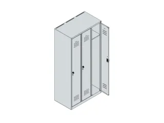 locker,HxBxD 1850x900x500mm,3vak,vak B 300mm,draaigrendel - 3