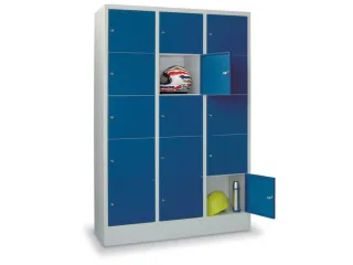 lockerkast,HxBxD 1850x1200x500mm,3x5vakken,RAL7035,front RAL6011 - 1