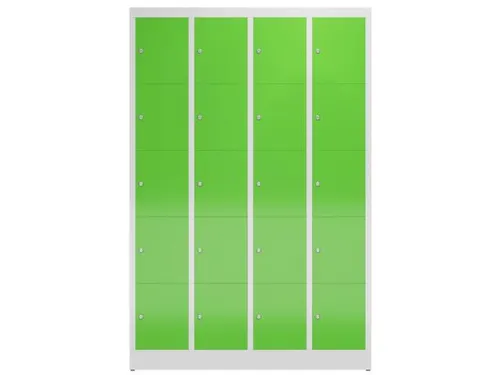 Lockerkast 1800x1185x500mm 4x5 vakken cilinderslot, sokkel, RAL6018