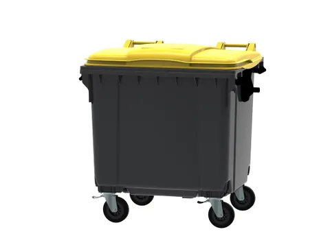 Container 1100 liter vlak deksel Grijs Geel