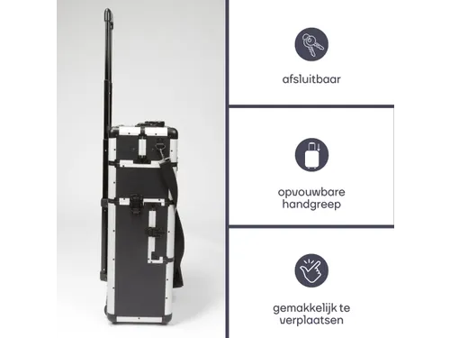 Gereedschapskoffer Aluminium Trolley 370x270x670mm Zwart