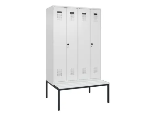 PBM-locker met bank,HxBxD 2120x1200x815mm,4vak,vak B 300mm
