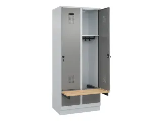 locker met bank,HxBxD 1950x800x815mm,2vak,vak B 400mm,draaigrendel - 1