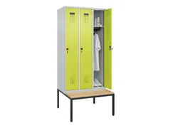 locker met bank,HxBxD 2120x900x815mm,3vak,vak B 300mm,draaigrendel
