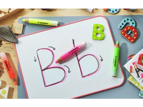 Whiteboardpotlood STABILO MARKdry 4 stuks neon kleuren