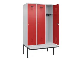 locker met bank,HxBxD 2120x1200x815mm,3vak,vak B 400mm,cilinderslot - 1