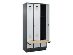 locker met bank,HxBxD 1950x900x815mm,3vak,vak B 300mm,cilinderslot