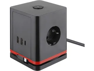 IOIO Stekkerdoos Kubus SW1000 3-voudig + 3x USB Zwart - 5