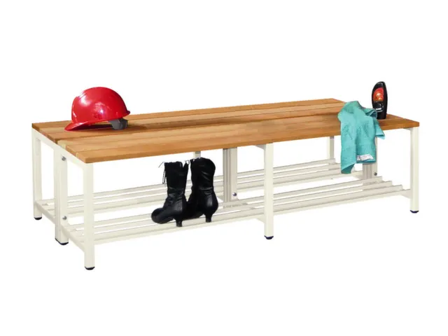 banc double,LxP 1500x740mm,barrettes en bois hêtre,piètement RAL9010