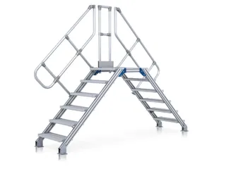 overgang,bordes H 2,15m,2x10treden,trede B 800mm,45° helling,aluminiu - 1