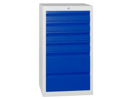 Ladenkast 900x500x500mm 4/2laden Glijgeleiding Ral7035 Front Ral5010