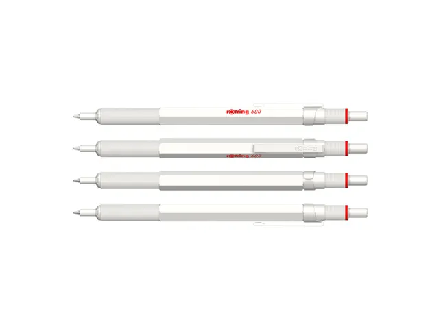 Balpen rOtring 600 parelmoer medium wit