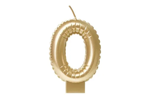 Verjaardagskaars cijfer 0 Folieballon Goud 10cm