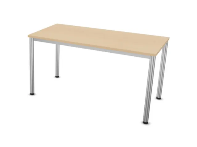 Vergadertafel Hxbxd 74x140x70cm 4-poots Aluzilver Ne-esdoorn
