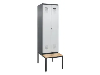PBM-locker met bank,HxBxD 2120x600x815mm,2vak,vak B 300mm,draaigrendel - 2