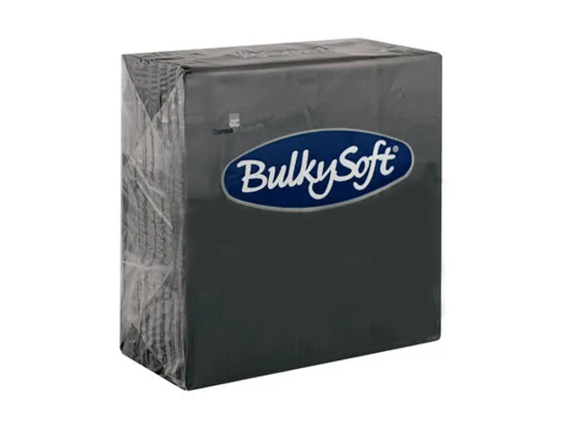 BulkySoft Servetten Zwart 33x33cm 1/4 vouw 2-laags cellulose 2000 stuk