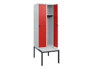 locker met bank,HxBxD 1950x600x815mm,2vak,vak B 300mm,draaigrendel - 2