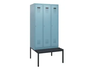 locker met bank,HxBxD 1950x900x815mm,3vak,vak B 300mm,cilinderslot - 2