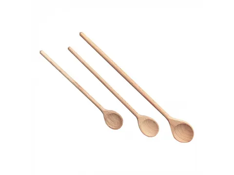 EMGA Lepelset 3-delig hout vlak-rond 25-30-35cm