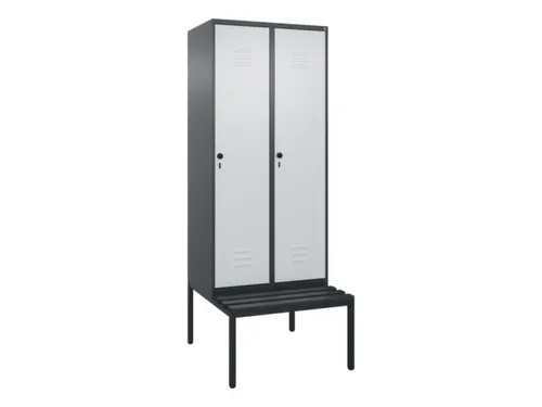 locker met bank,HxBxD 2120x800x815mm,2vak,vak B 400mm,draaigrendel