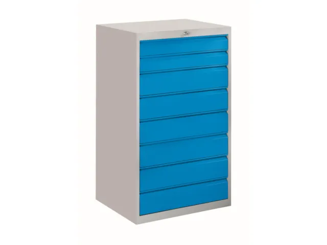 ladekast 1200x715x600mm 8laden cilinderslot RAL7035 front RAL5012