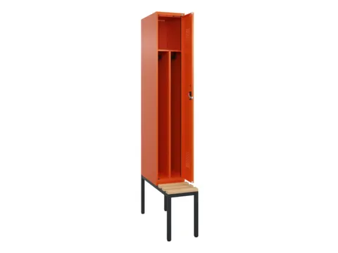 locker met bank,voor scheiding van kleding,HxBxD 2120x300x815mm,1vak