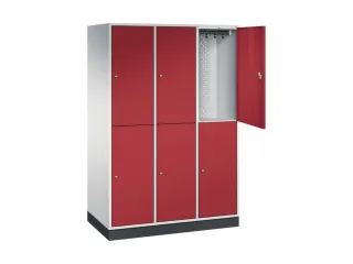 Dubbeldekse garderobekast,RAL 7035/RAL 3003,HxBxD 1950x1220x600mm - 1