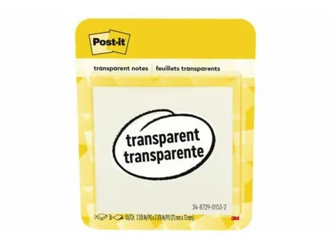 Memoblok Post-it 3M 73x73mm Transparant
