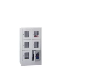 lockerkast,HxBxD 1187x600x500mm,2x3vakken,RAL7035,front RAL5012 - 1