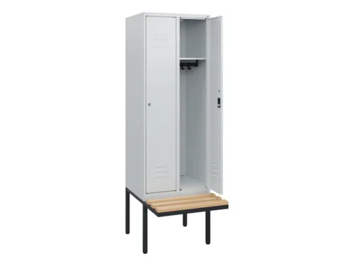 locker met bank,HxBxD 1950x600x815mm,2vak,vak B 300mm,cil.-slot