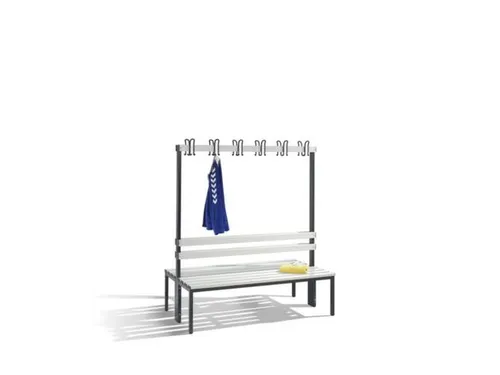 Omkleedbank L 1500Mm Pvc-Zitlatten Dubbelzijdige Hakenlijst Ral7021