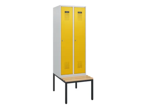 locker met bank,HxBxD 1950x600x815mm,2vak,vak B 300mm,cilinderslot
