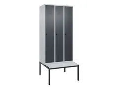 locker met bank,HxBxD 2120x900x815mm,3vak,vak B 300mm,draaigrendel