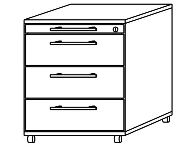 mobiel ladeblok,HxBxD 590x428x580mm,4lade(n),cil.-slot,romp notenboom