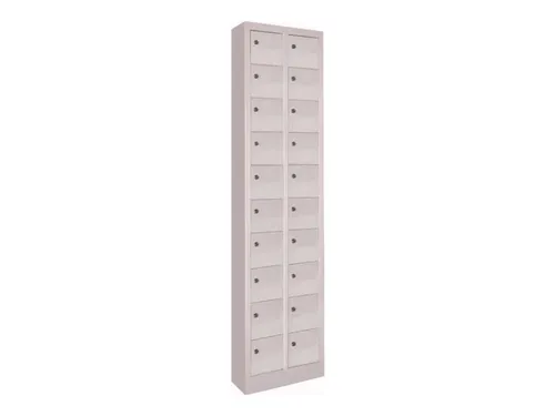 lockerkast,HxBxD 1950x460x200mm,2x10vakken,RAL7035,front RAL7035