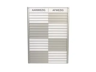 Menoor In-Uit bord 20 namen Aluminium Aanwezig/Afwezig Wit - 1