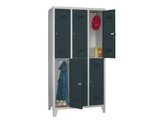 dubbeldekse locker,HxBxD 1850x900x500mm,3x2vak.,RAL7035,front RAL7016 - 2