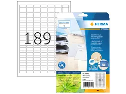 HERMA 10700 Etiketten gerecycled papier A4 25,4x10mm Wit 3780 stuks