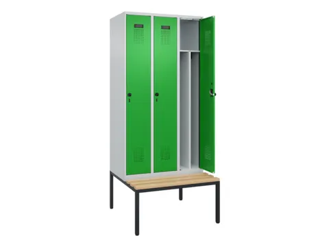 locker met bank,voor scheiding van kleding,HxBxD 2120x900x815mm,3vak