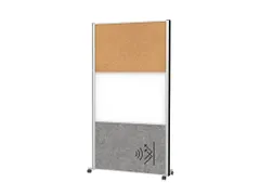 MAULconnecto Scheidingswand 1x donker Whiteboard kurk Mobiel Zilver