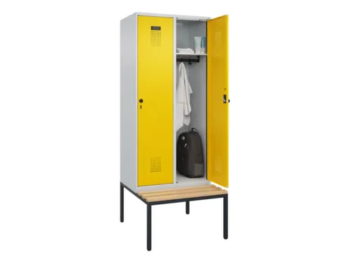 locker met bank,HxBxD 2120x800x815mm,2vak,vak B 400mm,draaigrendel