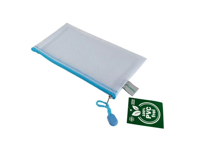 Trousse Foldersys EVA 120x220mm transparent zip bleu pastel