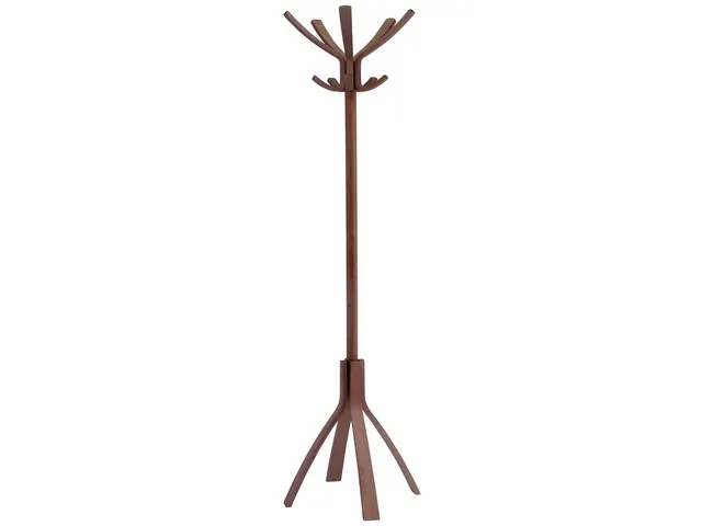 Cafe houten kapstok met 10 haken in donker hout 176 cm.