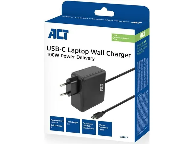 Laptoplader ACT USB-C 100W PD 2 meter