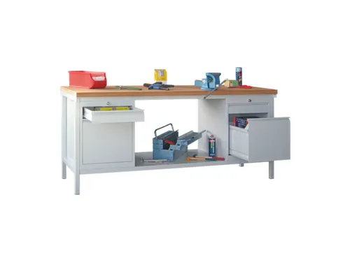 Werkbank 900x2000x700mm 4laden Frame/behuizing Ral7035 Front Ral7035