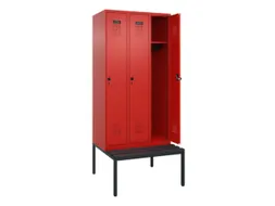 locker met bank,HxBxD 2120x900x815mm,3vak,vak B 300mm,draaigrendel